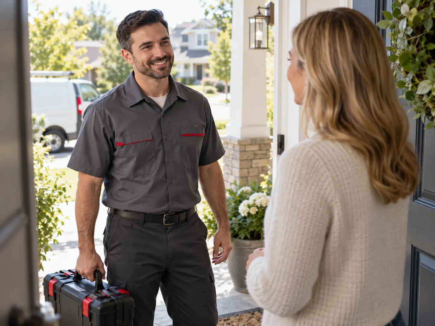 MMA Tech Services technicians arriving for a Dubai home service visit